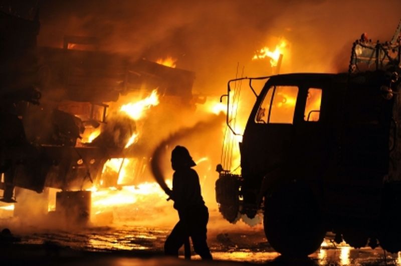 В Улан-Удэ сгорел автобус