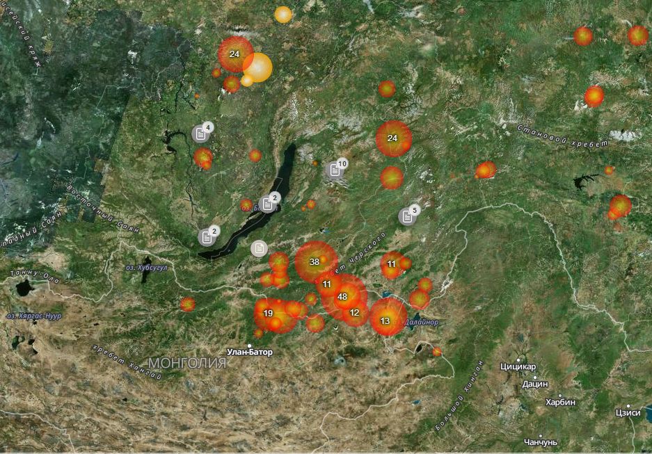 Лесные пожары в бурятии карта