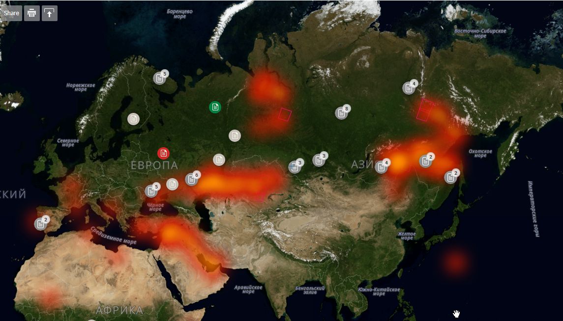 Карта лесных пожаров наса