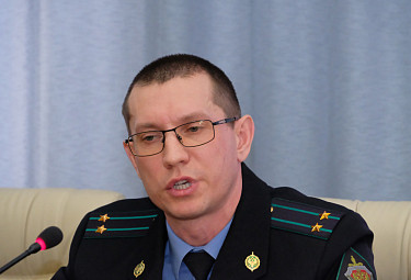 Владимир Ботыгин (представитель Погрануправления ФСБ по Бурятии) на пресс-конференции (2020 год)