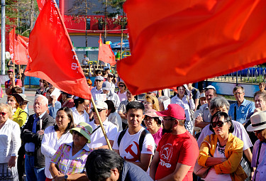 Улан-Удэ. Коммунист Баир Цыренов среди митингующих по поводу пенсионной реформы (2 сентября 2018 г.)