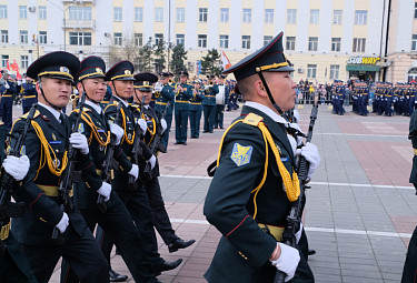 Улан-Удэ. Монгольские военнослужащие на праздновании 77-летия разгрома гитлеровской Германией. 9 мая 2022 года