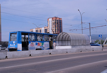 Улан-Удэ. Остановка трамвая "Мост Богатырский"